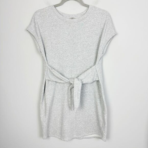 ATHLETA | Embrace Gray Sweatshirt Tunic Dress Tie Sash Women’s Size X-Small - Picture 5 of 13